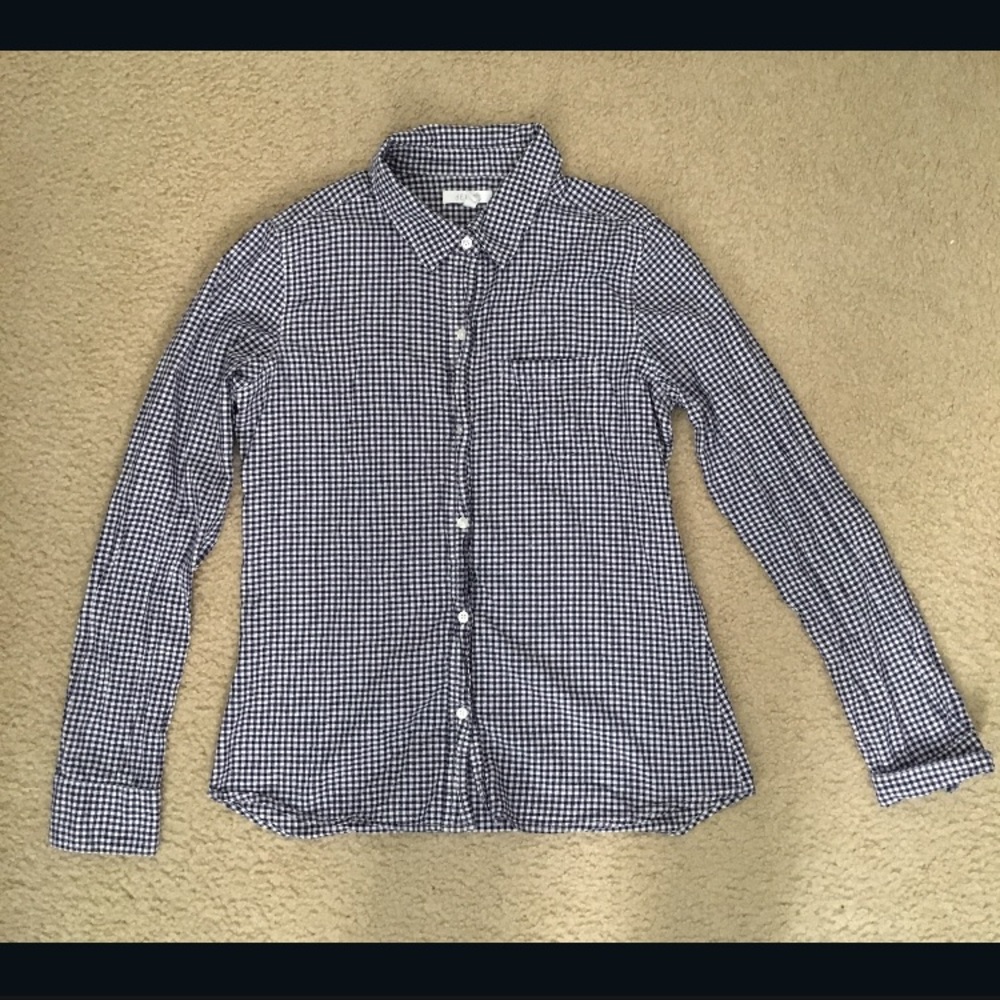 Delias Checkered Purple/White Button Down Top
